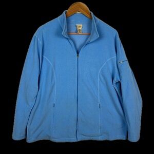 LLBean Women Full Zip Micro Fleece Layer Jacket Sz 1X Lightweight Outdoor Active